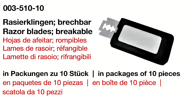 003-510-10 Razor Blades, Breakable