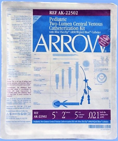 ARROW AK 25502 PEDIATRIC CENTRAL VENOUS CATHETERIZATION KIT  TWO LUMEN (EACH)