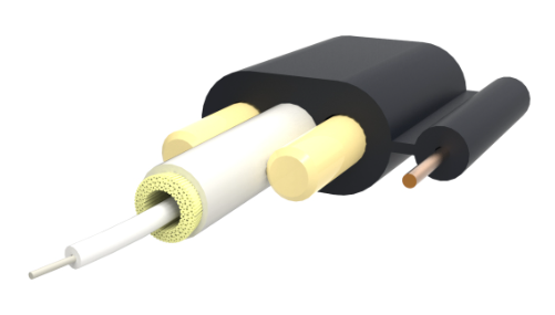 COMMSCOPE 1CT OUTDOOR, FLAT-DROP, LOOSE-TUBE, TONEABLE, NON-ARMORED, SINGLE-JACKET W/ ZERO WATER PEAK ESMF FIBER (CORNING SMF28E COMPATIBLE) - P/N: O-001-DF-HY-F01NS/8G001/1X24AWG/SP29