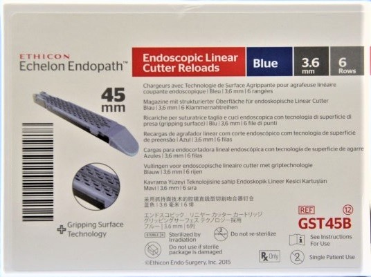 ETHICON GST45B - ECHELON FLEX GST SYSTEM 45MM BLUE RELOAD WITH GRIPPING SURFACE TECHNOLOGY