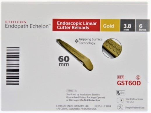 ETHICON GST60D - ENDOPATH ECHELON RELOAD: GOLD 6 ROWS RELOAD 60MM - 3.8MM