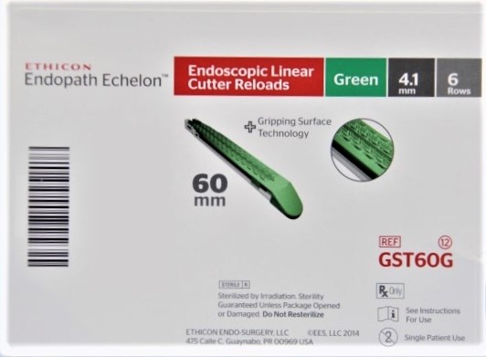 ETHICON GST60G - ENDOPATH ECHELON RELOAD: GREEN 6 ROWS RELOAD 60MM - 4.1MM