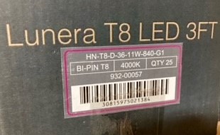 Lunera T8 3FT LED Bulbs (HN-T8-D-36-11W-840-G1)
