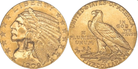 1909 USA INDIAN HEAD $5 GOLD PIECE