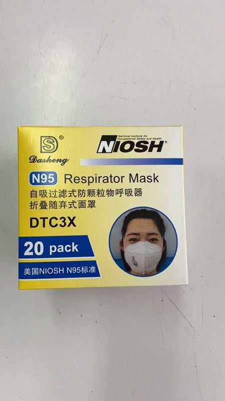 Dasheng DTC3X NIOSH N95 Masks 20 per box 20 boxes per master carton