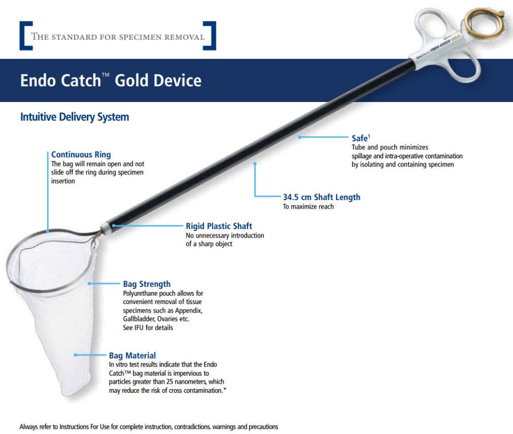 173050G - COVIDIEN ENDO CATCH GOLD 10MM SPECIMEN RETRIEVAL POUCH