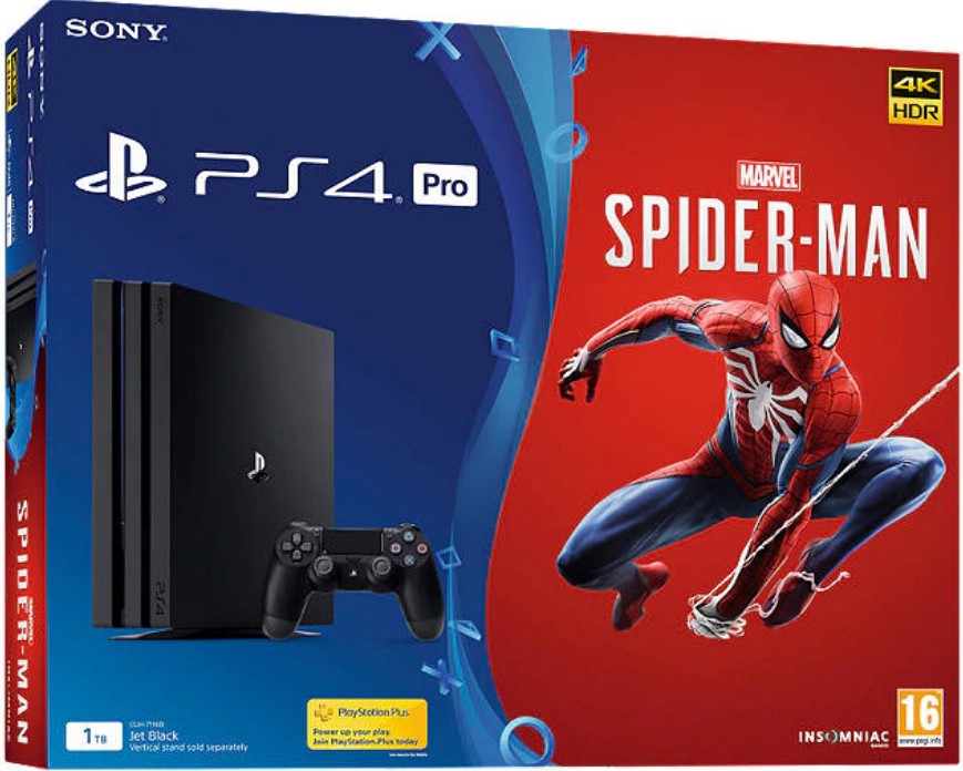 PS4 Pro 1TB - Black - EU Specs - Marvel Spider Man
