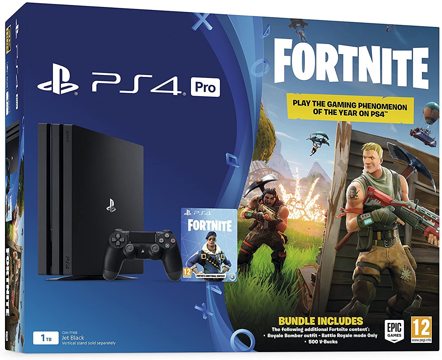 PS4 Pro 1TB - Black - EU Specs - Fortnite Royal Bomber