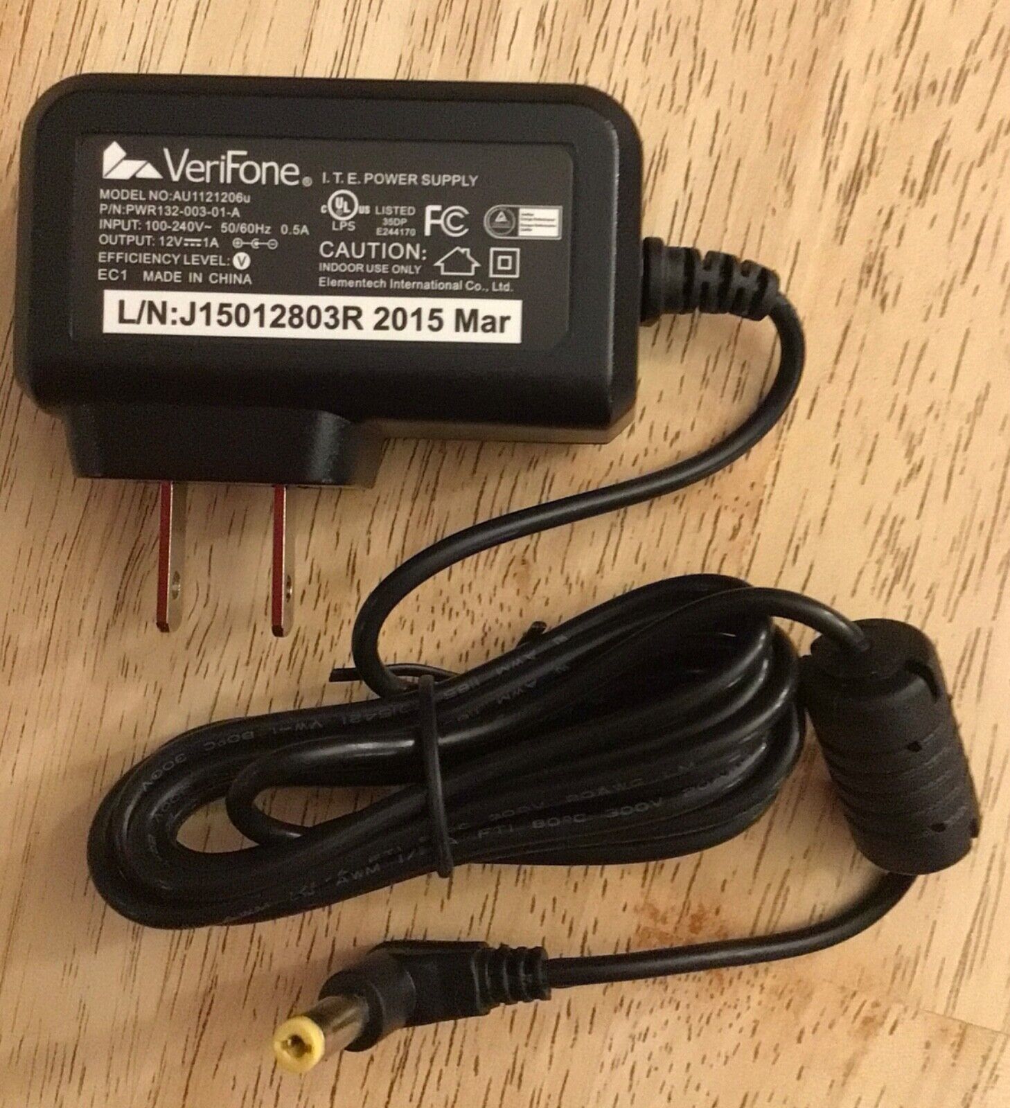 VeriFone 12V Power Supply, MX915, MX925, PWR132-003-01-A, Model No. AU1121206u - New, Open Box